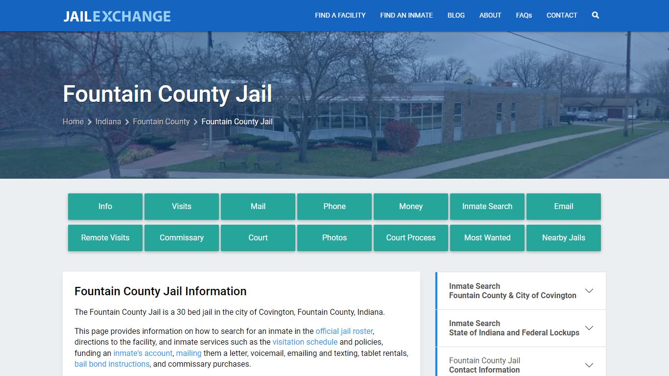 Fountain County Jail, IN Inmate Search, Information