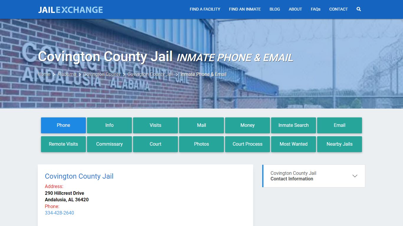 Inmate Phone - Covington County Jail, AL - Jail Exchange